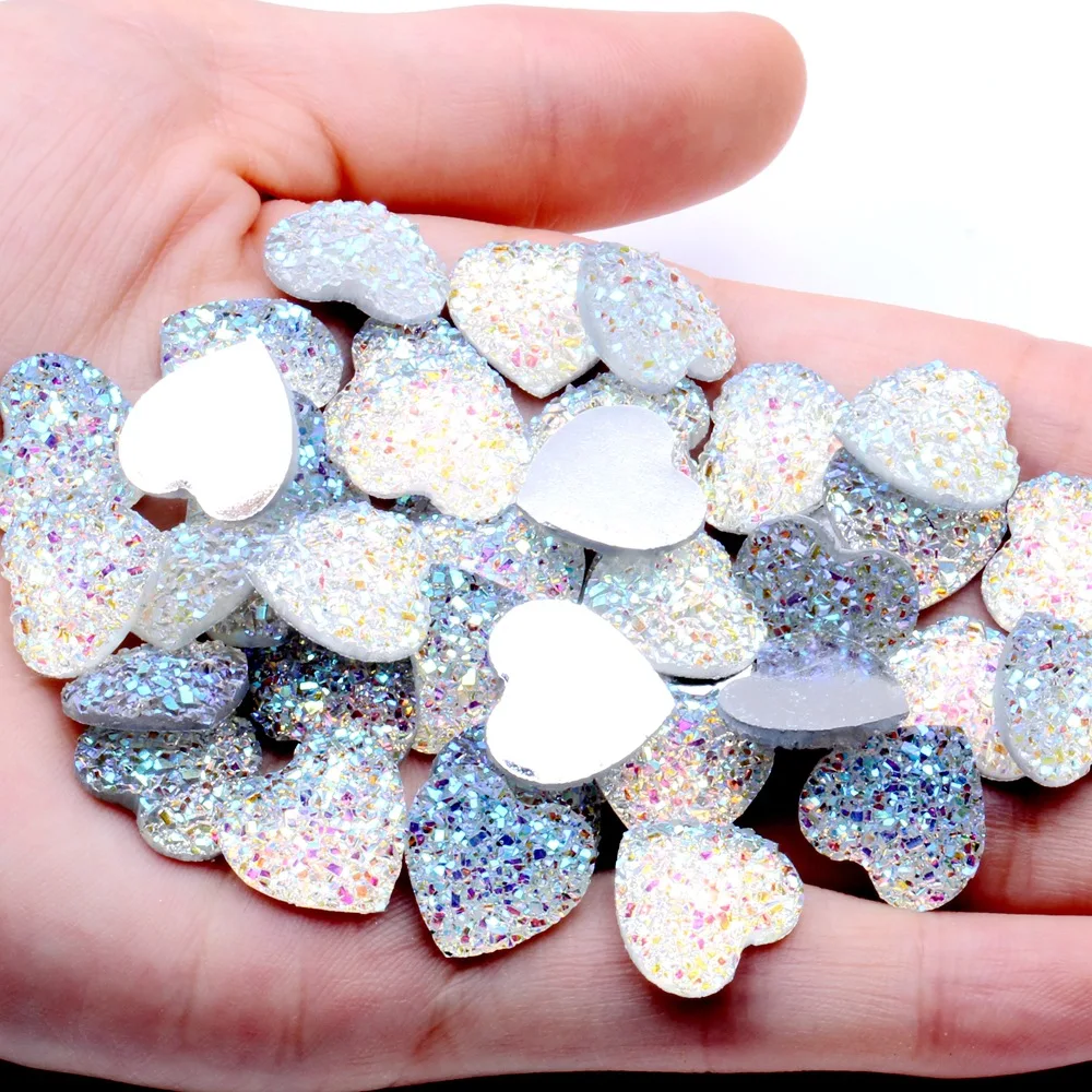 40 шт. 14 мм Гипсофила сердце Кристалл Плоская задняя стразы отделка Скрапбукинг