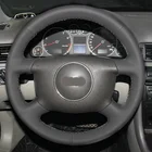 Черная искусственная кожа CARDAK, прошитая вручную чехол рулевого колеса автомобиля для Audi A6 2000-2004 Audi A3 2000-2003 A4 B6 2002