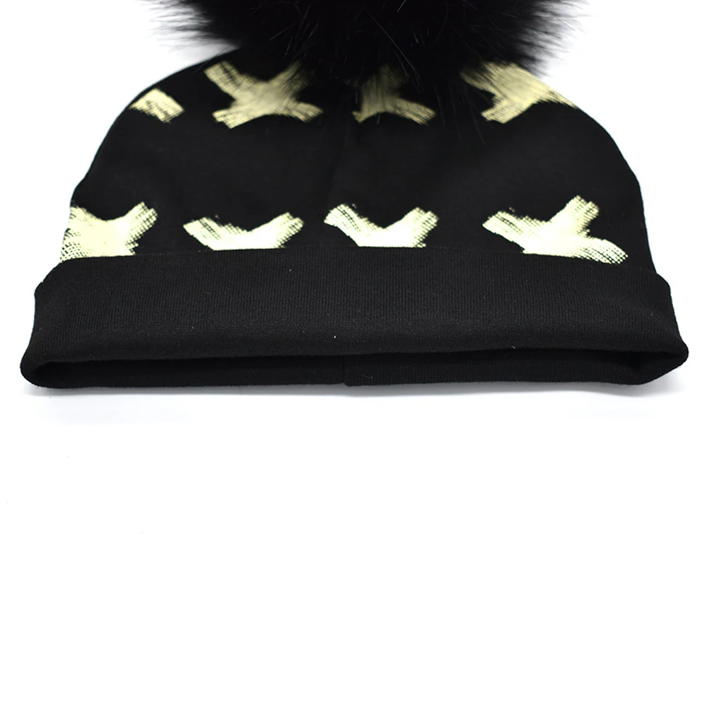 

Baby Pom Beanie Super Large Bobble Hat Autumn Winter Cartoon Print Knit Headwear Kids Newborn Photo Props Toddler Bonnet Caps