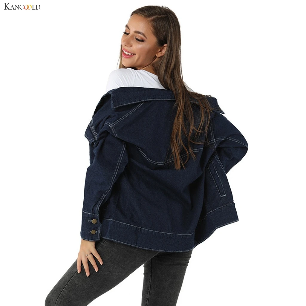 

KANCOOLD coats Women's Casual Hole Long Sleeve Pocket Button Denim Outcoat fashion new coats and jackets women 2019Oct23