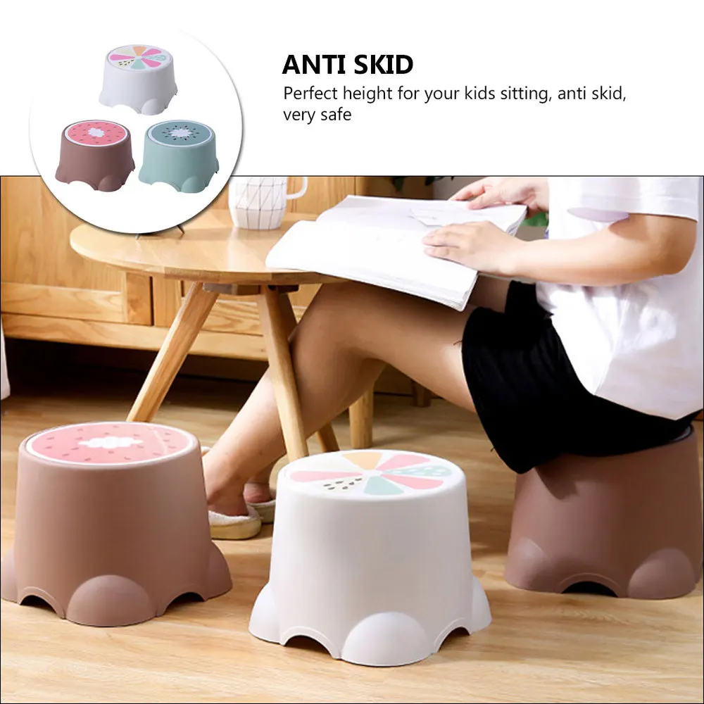 

3Pcs Household Children Stools Children Step Stools Lovely Pattern Low Stools