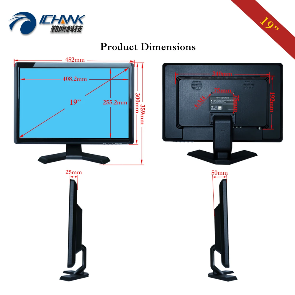 B190JC ABHUV 2/19 дюймов 1440x900 16:10 широкоформатный HDMI VGA USB POS промышленный