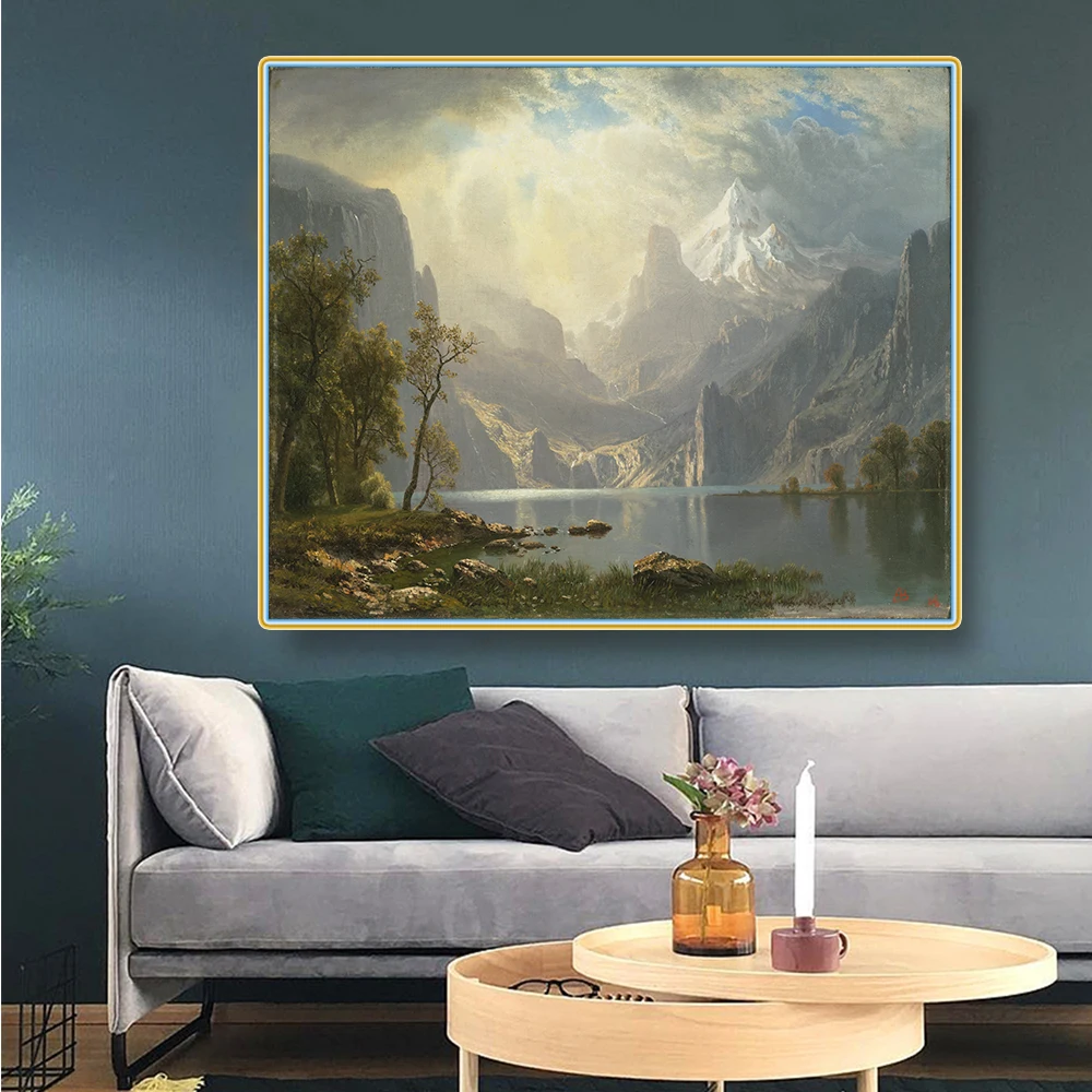 Картина на холсте Альберт бирштат, Алберт берберт среди гор Невада, Калифорния, живопись маслом, пейзаж, эстетическое изображение, украшение для дома