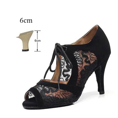 Black 6cm Женские бальные туфли для латинских танцев; женские вечерние туфли для сальсы, танго; обувь для танцев на мягкой подошве; Высокий Каблук 7,5/8,5 см; VA30 - Цвет: Black 6cm