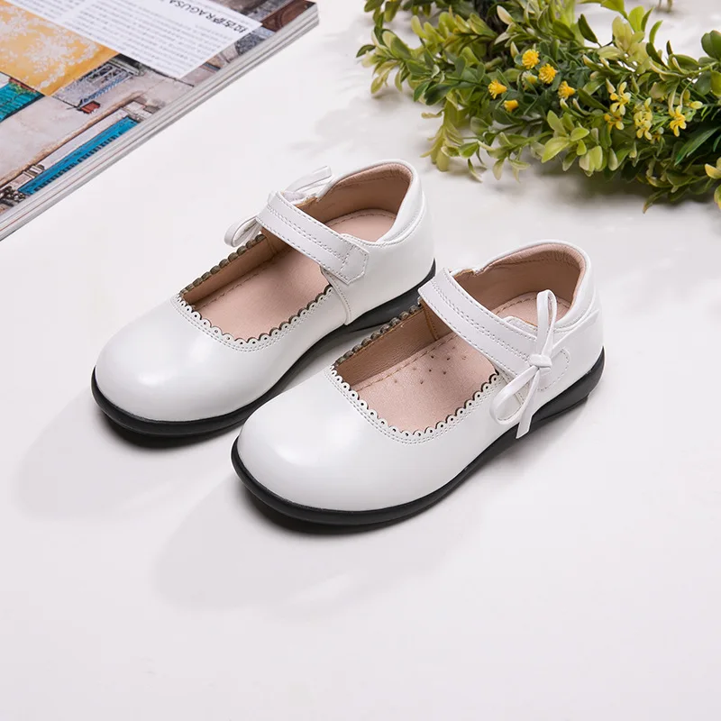 

New Children Dress Black Genuine Leather Shoes Girls Princess Dance Performance Baby Student Casual Flats Toddler Kids Party 03