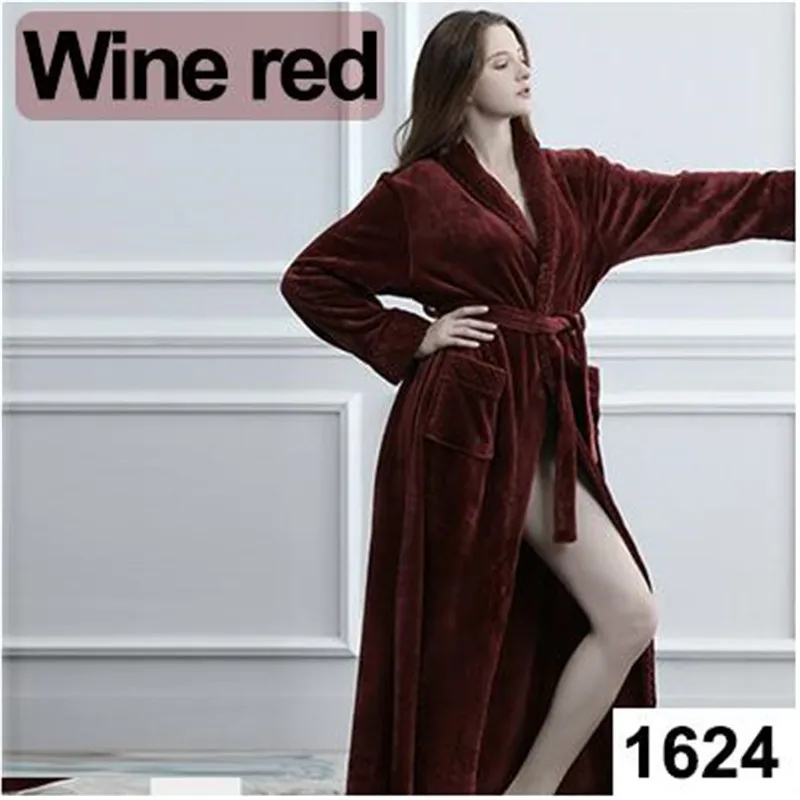 Женские очень длинные размера плюс теплые коралловые флисовые халаты зимние