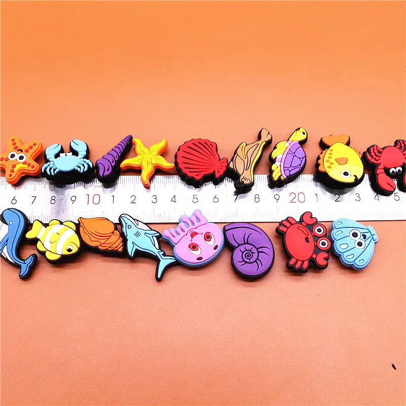 Crock Charms Accessories Cartoon Animals Cute PVC Shoe Croc Buttons Sandals Charms Decoration Marine Organism Free Shipping