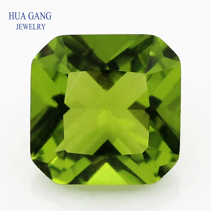 

Peridot Square Cut Shape Princess Cut Loose Glass Beads Synthetic Gems For Jewelry Size 3x3~10x10mm
