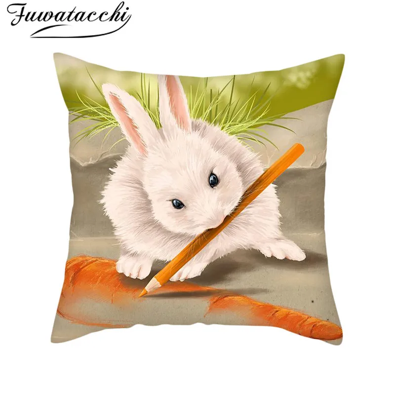 Fuwatacchi Cartoon Rabbit Cushion Cover Cute Panda Birds Animal Pillow for Home Sofa Decorative Cases 45x45cm New | Дом и сад