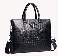 formal crocodile leather briefcase vintage shoulder laptop handbags password lock 14 inch computer business bags for men women
