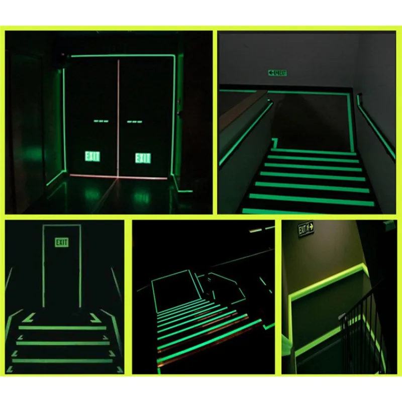 

1 Roll 5m Luminous Self-Adhesive Tape Sticker Photoluminescent Glow In The Dark DIY Wall Fluorescent Safety Emergency Stairs