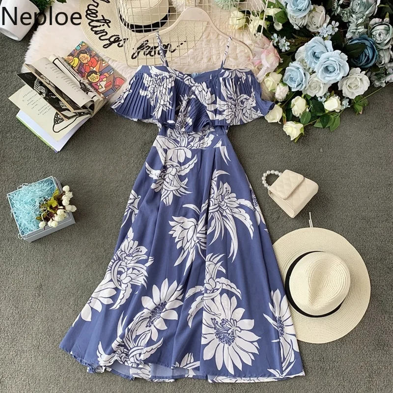 Платье Neploe женское с цветочным принтом пикантный Топ без рукавов воротником
