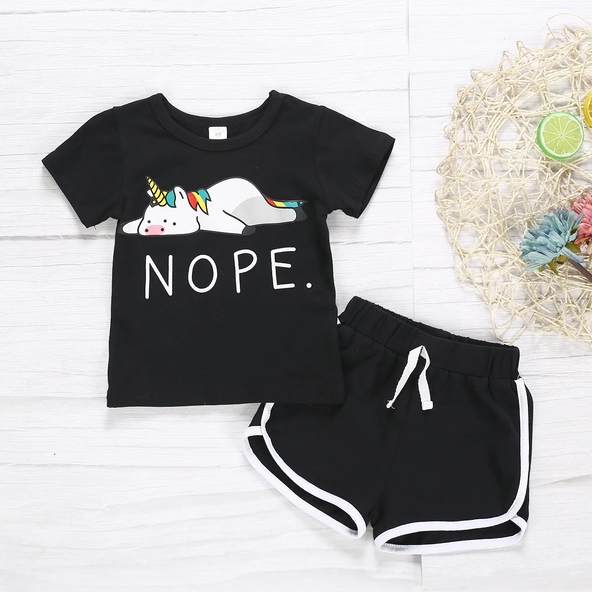 Костюм детский летний из 2 предметов шорты и футболка с забавным принтом