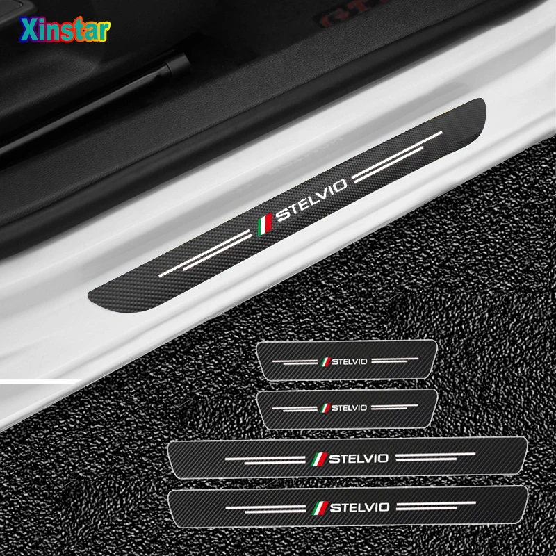 

4pcs Car Protector Door Sill Stickers For Alfa Romeo Stelvio Car Accessories