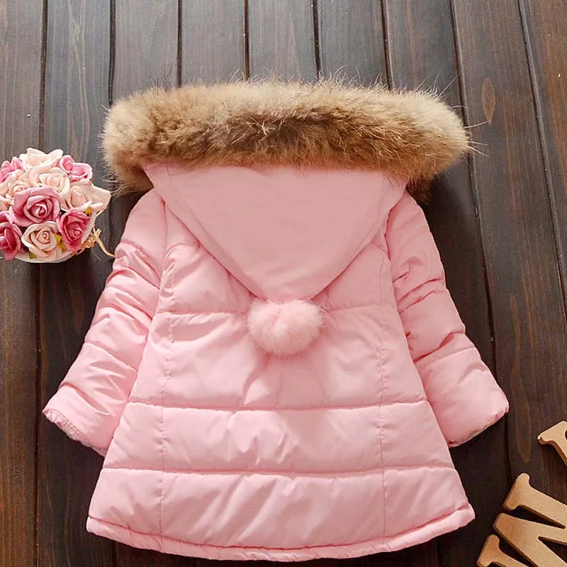 Теплая зимняя куртка для девочек модная длинная Детская с капюшоном верхняя