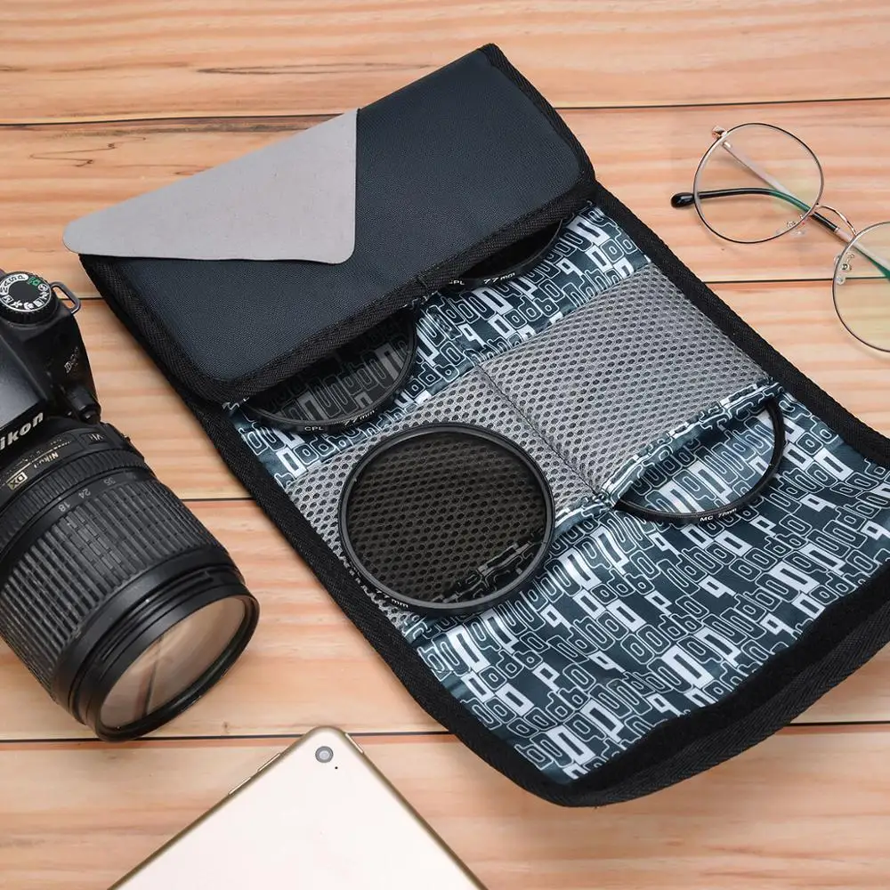Waterproof Filter Case 6 Pocket Camera Filters lens Pouch Bag for 25 27 30 34 37 40.5 43 46 49 52 55 58 62 67 72 77 82 86 mm | Электроника