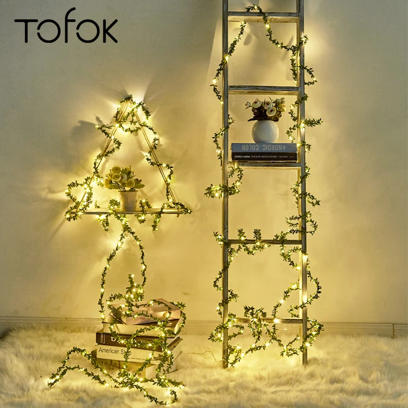 Tofok 2 м/5 м/10 м светодиодный фонарь с листом, светящаяся гирлянда для работы, украшение для дома, свадебное праздничное событие, фестиваль, украшение