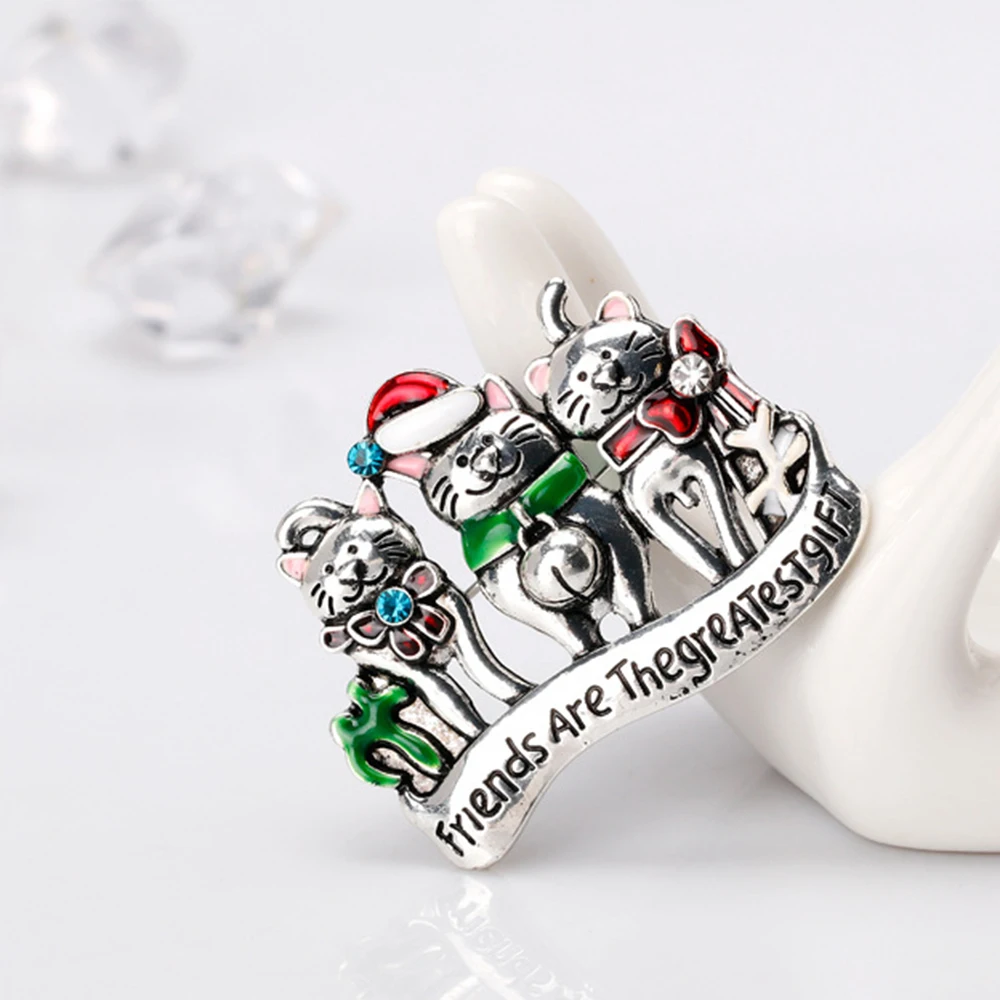 Рождественская брошь с котом милые ювелирные изделия аксессуары для одежды