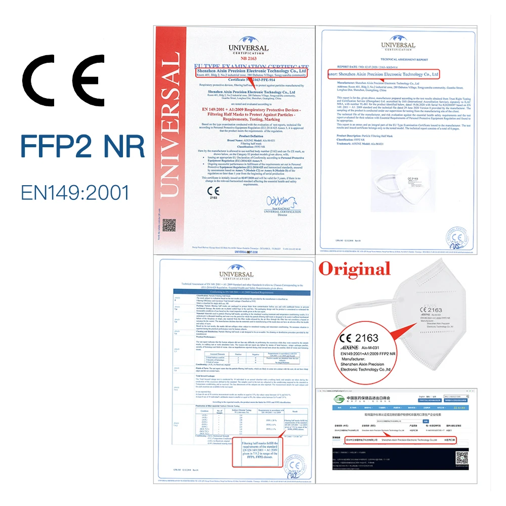 AIXIN 1 шт. FFP2 Европейским сертификатом соответствия многоразовая маска 5 Слои