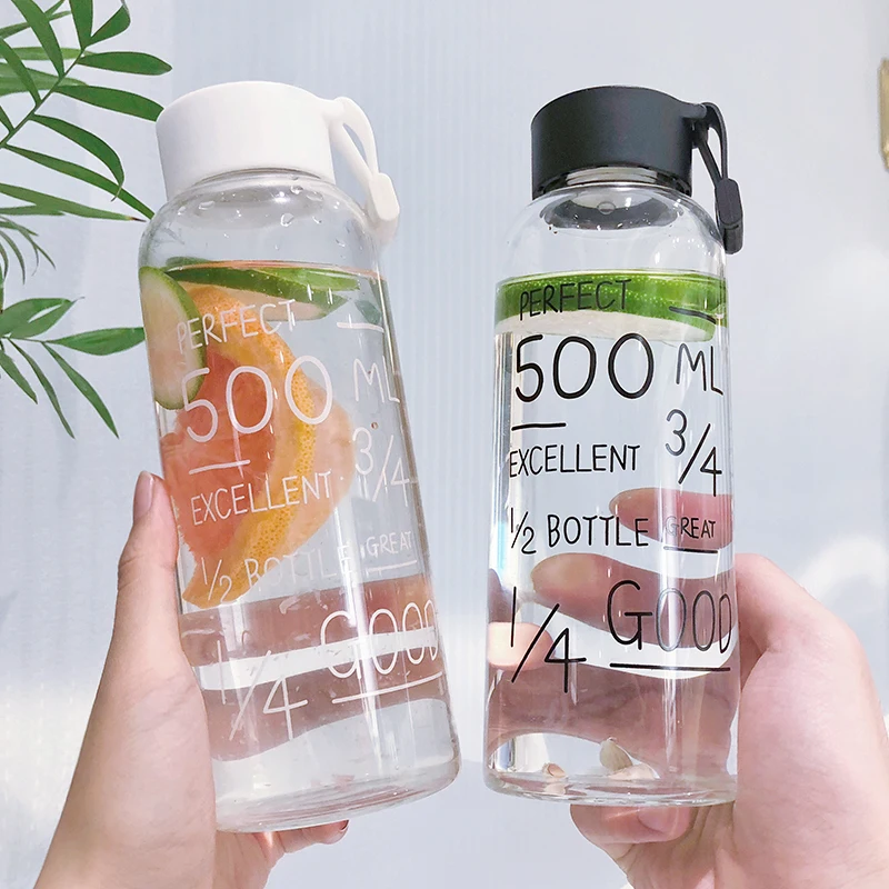 

Creative Simple Water Bottle Cute Portable Modern Couple Glass Water Bottle Transparent Botellas Para Agua Water Bottles BN50WB
