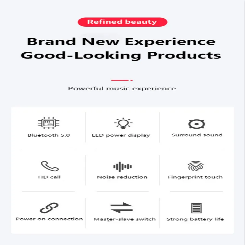 Bluetooth-наушники TWS с шумоподавлением 9D Hi-Fi сенсорные | Электроника