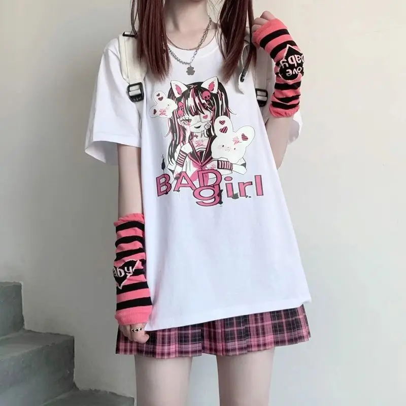 

Anime Graphic T Shirts Women 2021 Summer Top Female Gothic Clothes Camisetas De Mujer MINGLIUSILI Harajuku Tee Shirt Femme