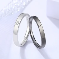 2 pcspair sun moon matching couple friendship lover open adjustable rings set minimalist engagement wedding rings lovers kit