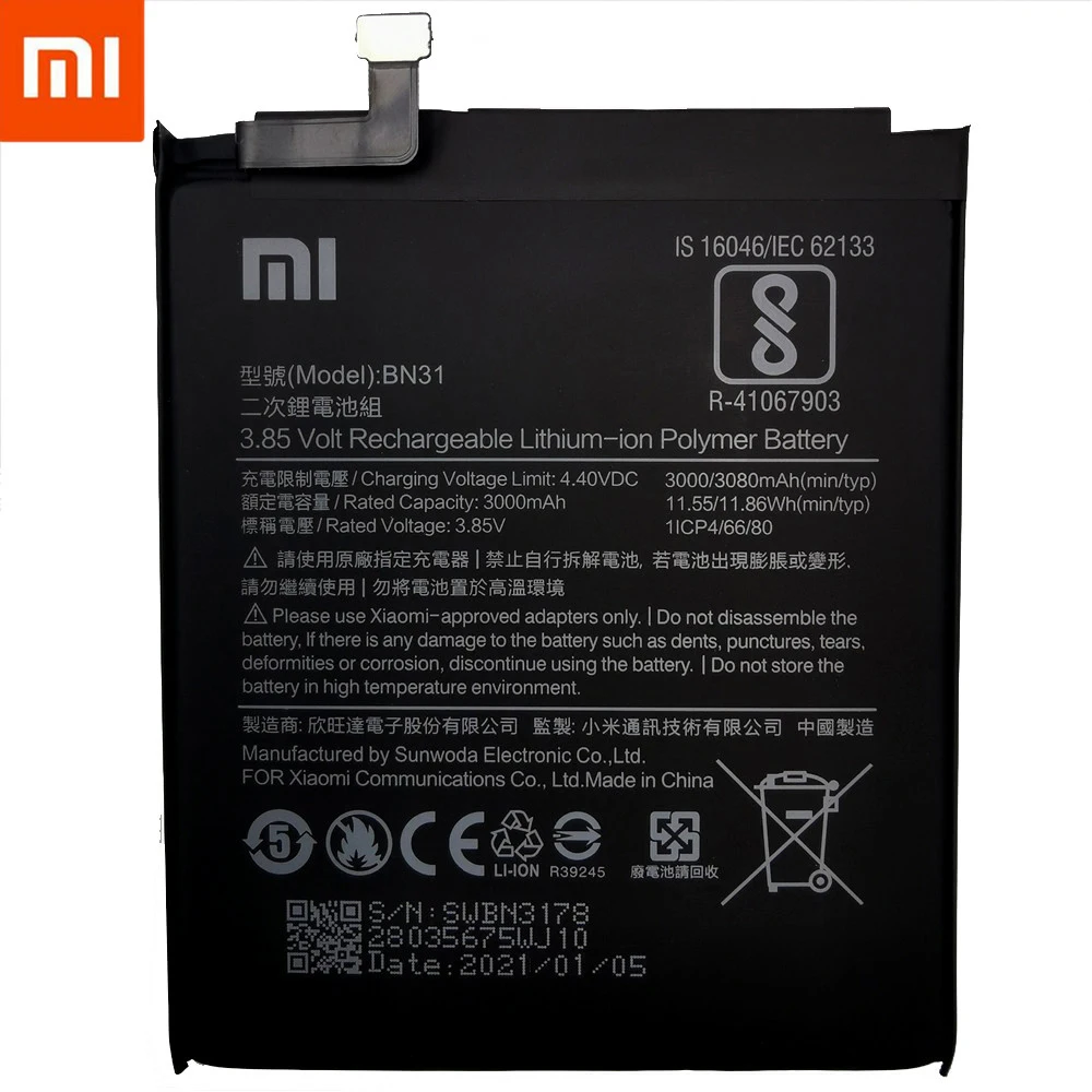 Bater&iacute;a de tel&eacute;fono Original para Redmi Note 5A, Prime S2, Xiaomi Mi 5X, A1, Mi5X, BN31, bater&iacute;a de repuesto 5A Pro/prime Y1, MiA1, S2-1