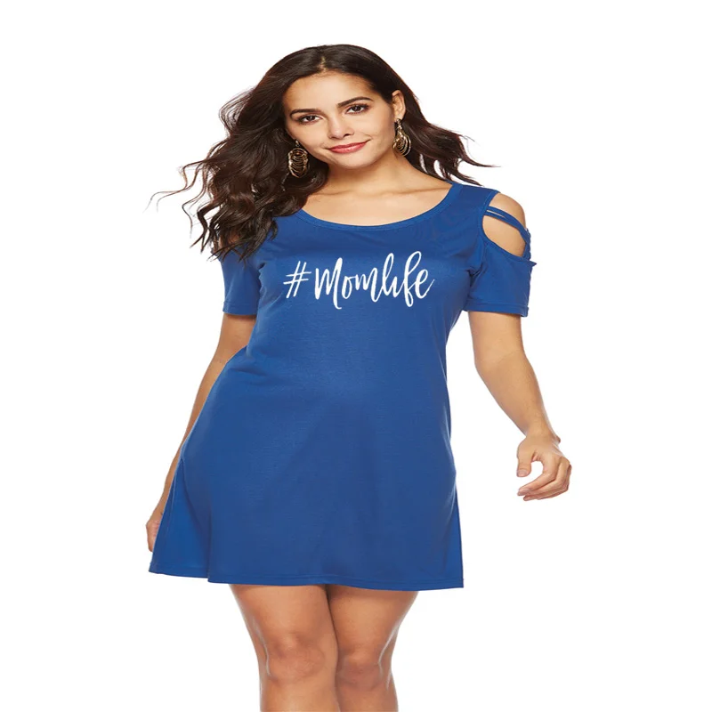 

# Mom Life Letter Print Dress Women Short Sleeve O Neck Loose Dresses 2020 Summer Harajuku Women Vestidos Tops Plus Size
