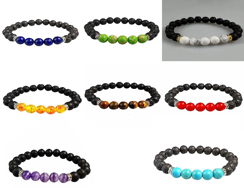 Ручной работы натуральный 8 мм черный камень из вулканической лавы тигровый глаз