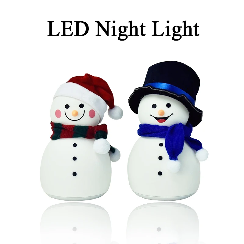Luz nocturna de Navidad para ni&ntilde;os, luces bonitas de mu&ntilde;eco de nieve para regalos de Navidad, juguetes con luz Led 3D con trompeta, l&aacute;mpara de dibujos animados de Anime-4