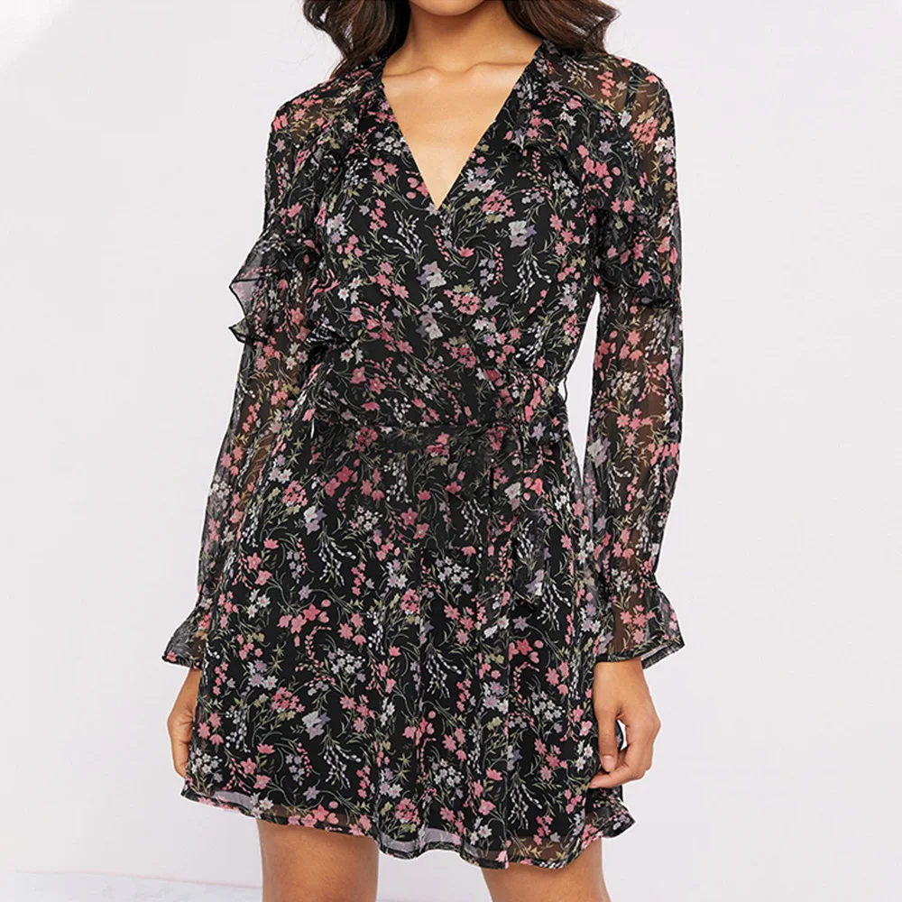 Zqlz весеннее платье с цветочным принтом в стиле бохо женское шифоновое высокой