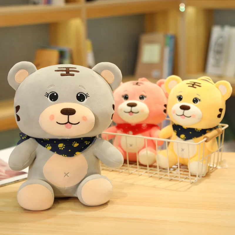

20-40Cm Polka Dot Scarf Tiger Cute Cured Animal Plush Toy Resting Sofa Cushion Birthday Gifts For Friend Accompany Sleeping Doll