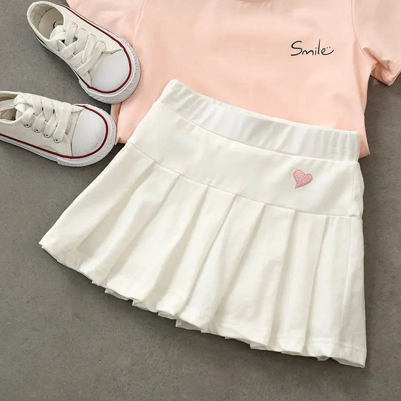 Girls Pleated Skirts Children's Cotton Bottoming Princess Anti-glare Safety Pants Kids School Students Casual Skirt images - 6