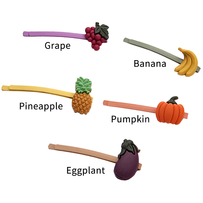 Фруктовые и овощные заколки для волос клубника вишня ананас заколка