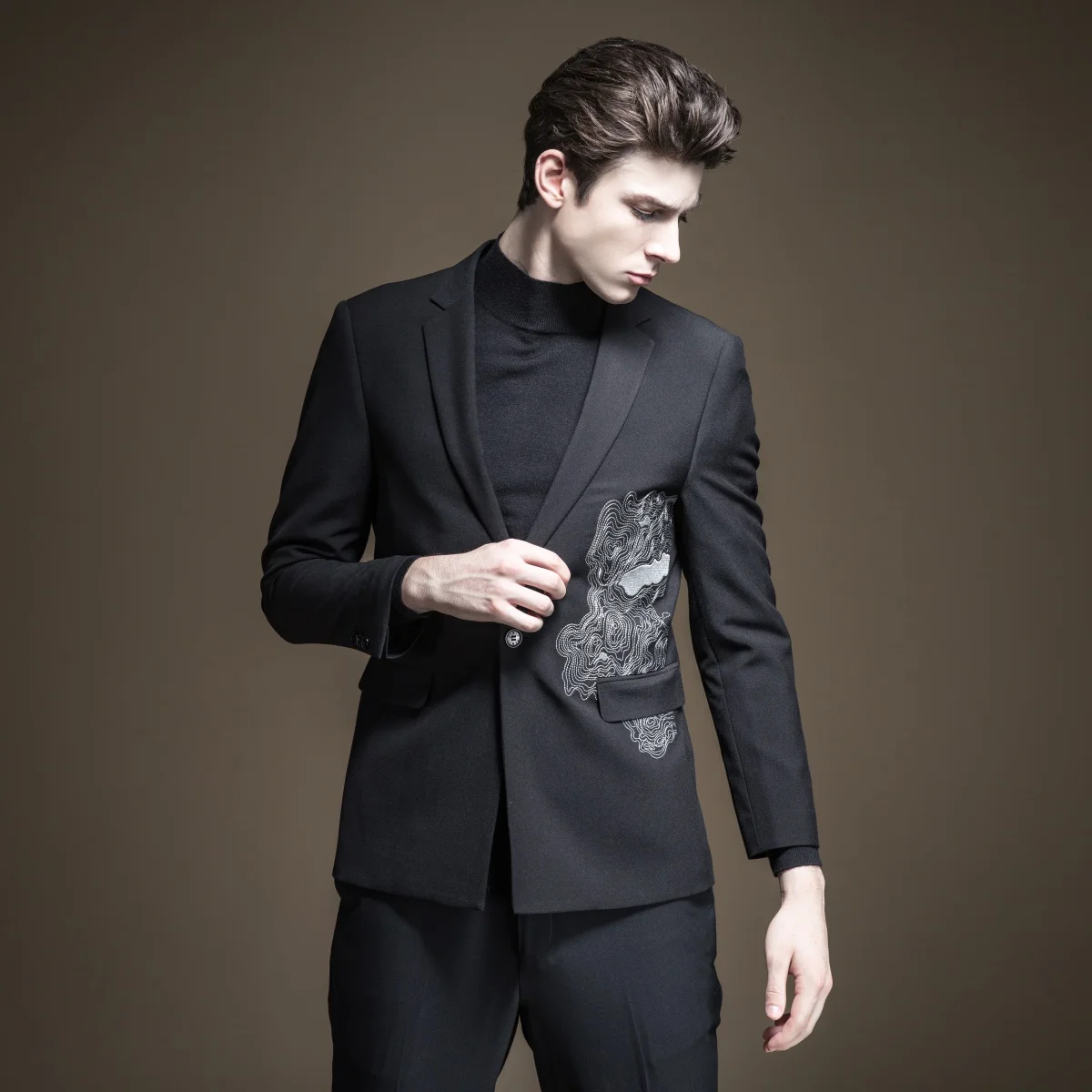 

Blazer Hombre Regular Full Blaser Masculino Pinli Fall 2019 New Men's Decorated Body Embroidered Leisure Suit Jacket B193306228