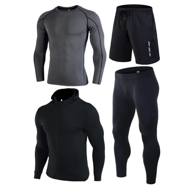 Быстросохнущий Спортивный костюм 4 шт. спортивные костюмы Мужская