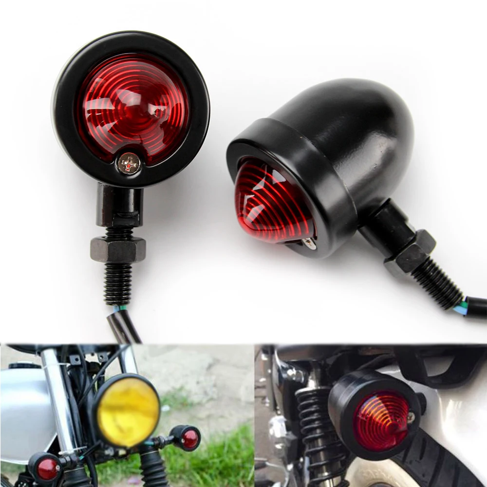 OUMURS Motorcycle Turn Signal Indicator Light Amber Motorbike Blinker12v lamp Bullet Chrome black For Harley Honda |