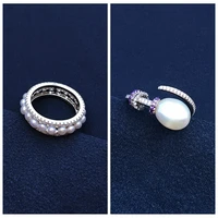 cheny s925 sterling silver may new natural pearl round ring female french temperament pearl open ring style