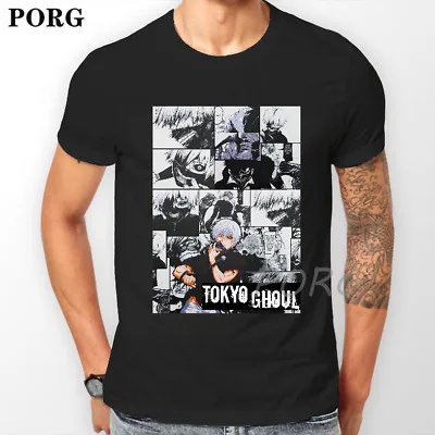 

Токийский Гуль Кен канеки манга полоса японского аниме унисекс футболка мужская футболка хлопок топы тройники черная одежда мультфильм Ха...