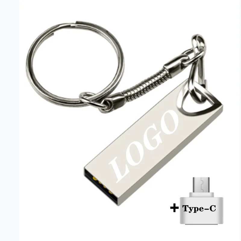 

USB Flash Drive 32GB Metal Memory Stick USB2.0 Pendrive 64GB Mini U Disk Pen Drive 4GB 8G 16G 128GB 256GB Cle Usb Key Print Logo