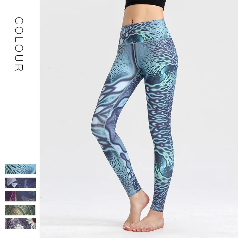 

Yoga Pants women's elastic tight hip lifting high waist digital printing running sports fitness pants