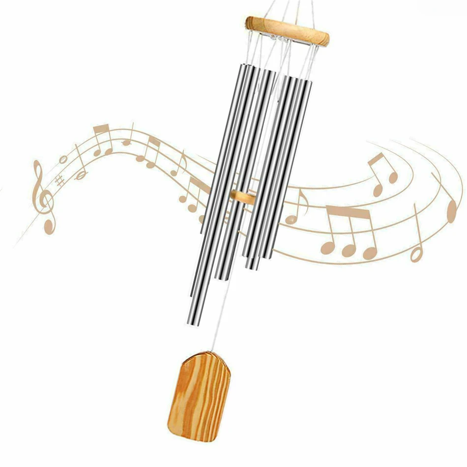 Колокольчики ветряные с 6 трубками подвесные металлические и алюминиевые трубки