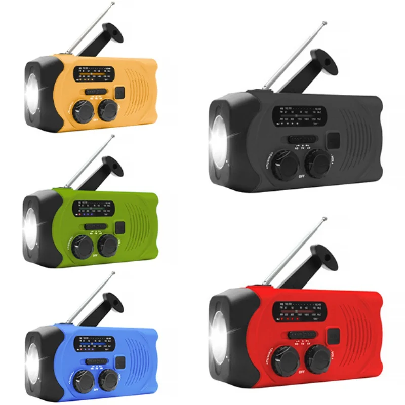 

New Solar Radio AM/FM Multi-function Radio Rechargeable Hand-cranked Mobile Phone Radio Lithium Battery 2000MAH 5 Colors HOT '
