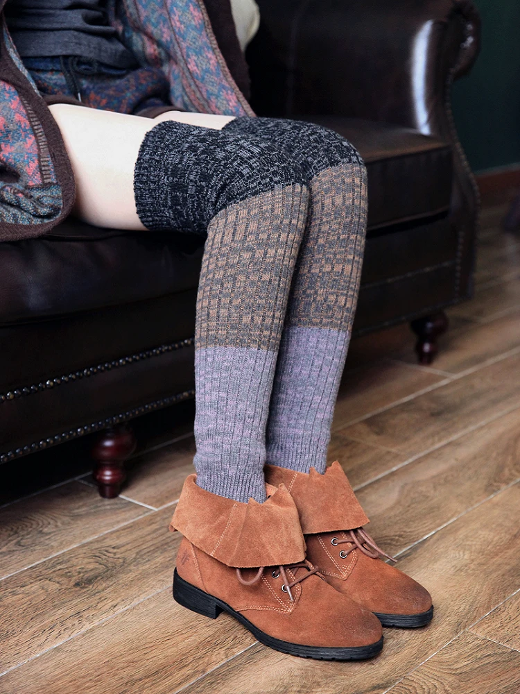 

Autumn And Winter Women's Thickened Warm Sock Cover Extended Knee Socks Wool Leg Cover Thick Thread Knitting Knee Protector