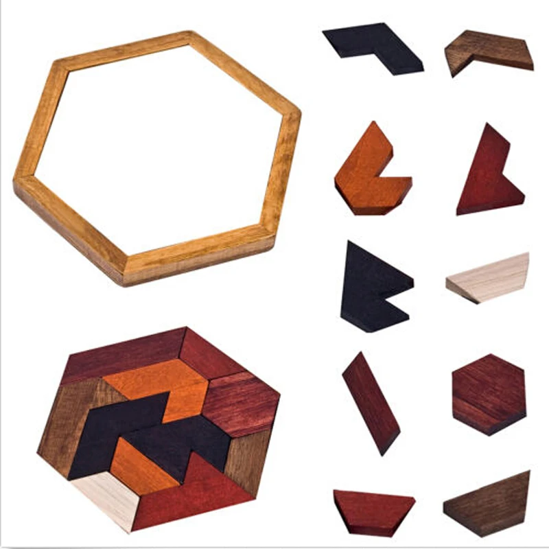 

Kindergarten Creative Wooden Tangram Jigsaw Board Toy Wood Geometric Abnormity Shape Puzzle Infant Kids Children Educational Toy