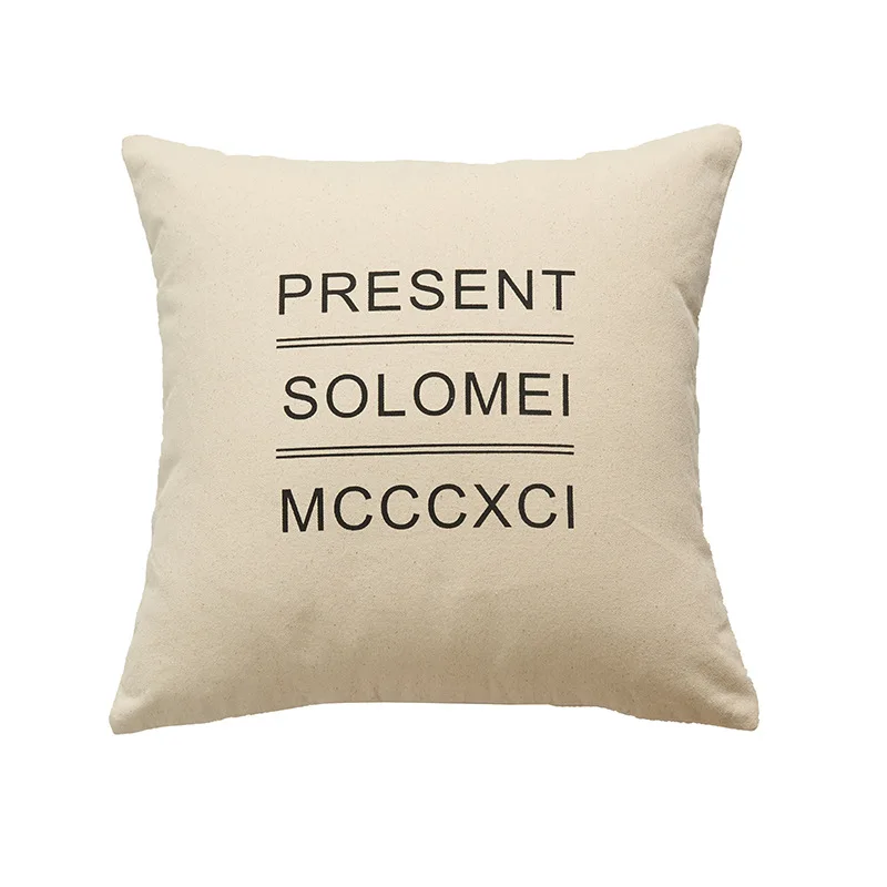 

Printed Pillow Cover Cotton Letter Stripe Simple Geometry Home Sofa Cushion Cover Square Pillow Cover Home Decoration