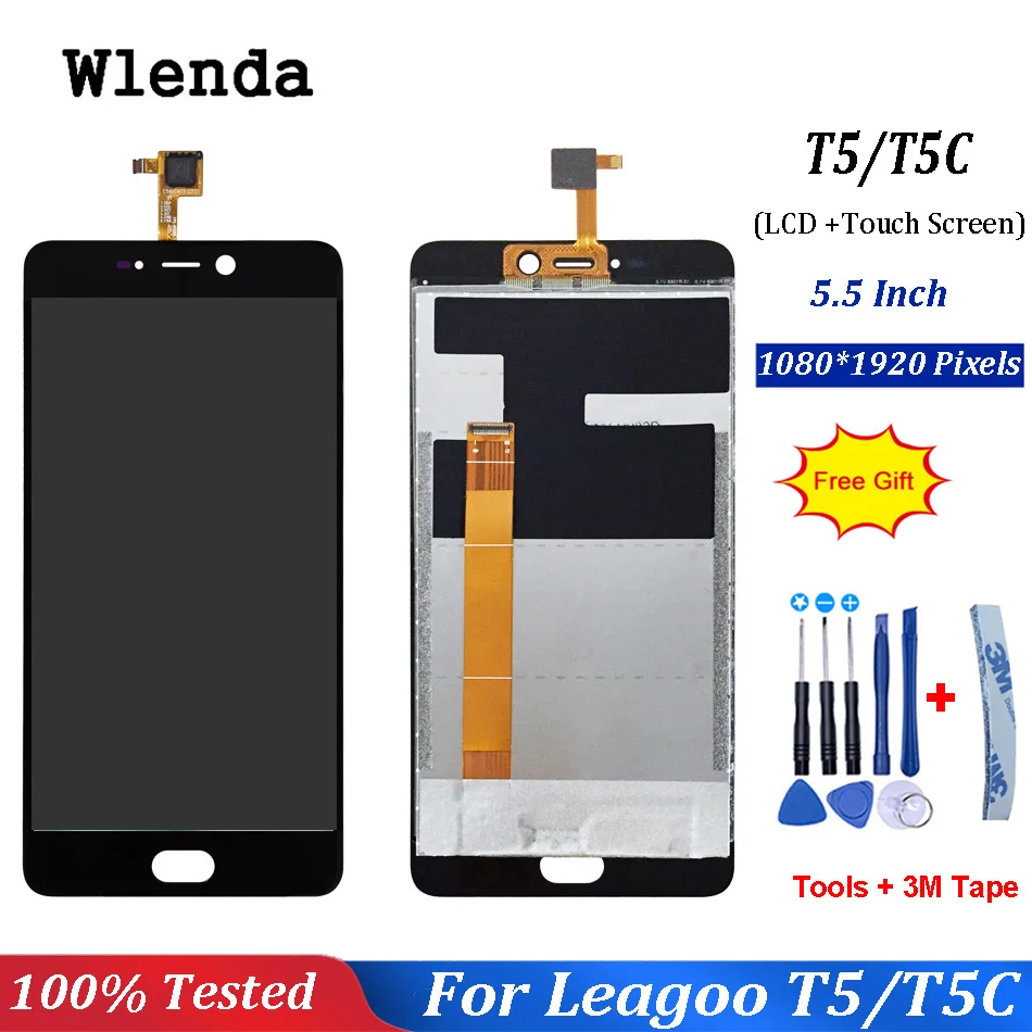 5 5-дюймовый ЖК-дисплей для LEAGOO T5 + кодирующий преобразователь сенсорного экрана в