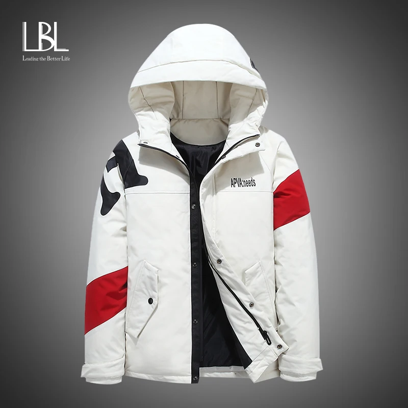 

LBL Winter Down Coat Men White Duck Down Parkas Jacket 2021 Mens Warm Hooded Thick Snow Parka Jackets Overcoat Windbreaker Coat