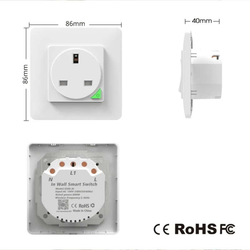 

Tuya WiFi Smart Socket 16A UK Switch Electrical Outlets Work With Alexa Google Home IFTTT Smart Life APP AC 100V-240V